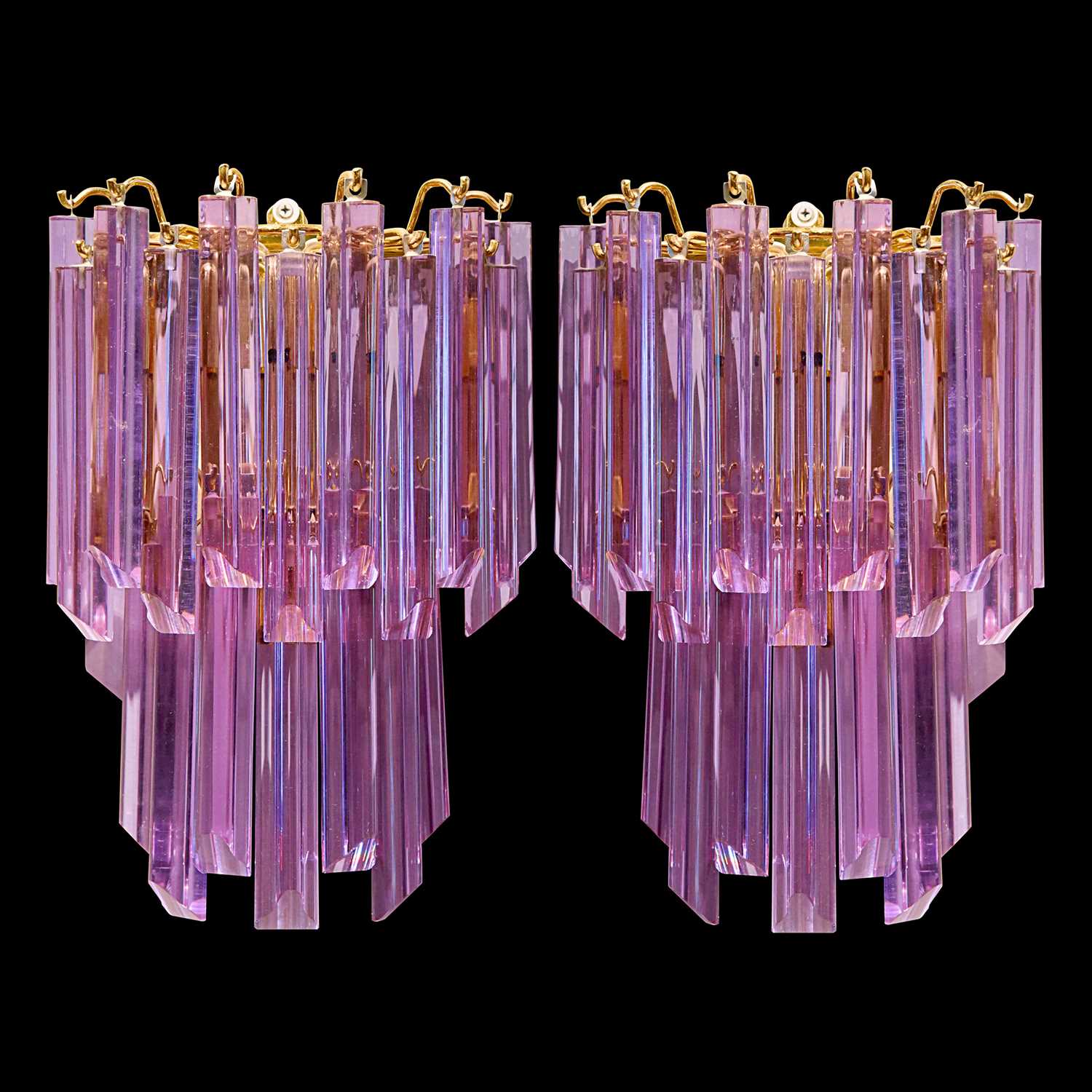 Lot 23 - 1970s pair of Triedri Venini Appliques in purple