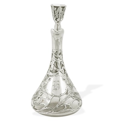Lot 1 - An Art Nouveau silver inlaid decanter first quarter 20th century by Hemming Montreal.