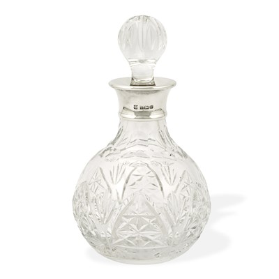 Lot 2 - A 20th century British crystal and silver decanter (hallmark of Birmingham 1975).