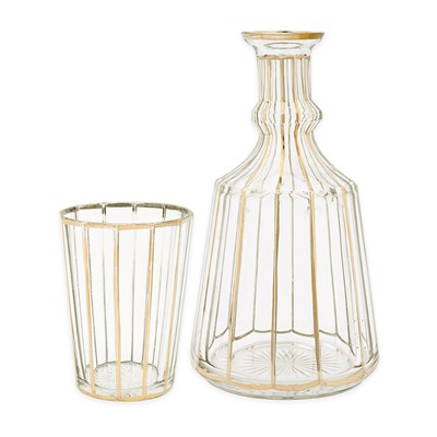 Lot 4 - An early 20th century gilded glass bottle with beaker.