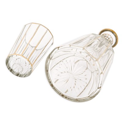 Lot 4 - An early 20th century gilded glass bottle with beaker.
