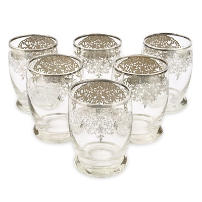 Lot 6 - A set of 6 first quarter 20th century drinking glasses gilded with silver.