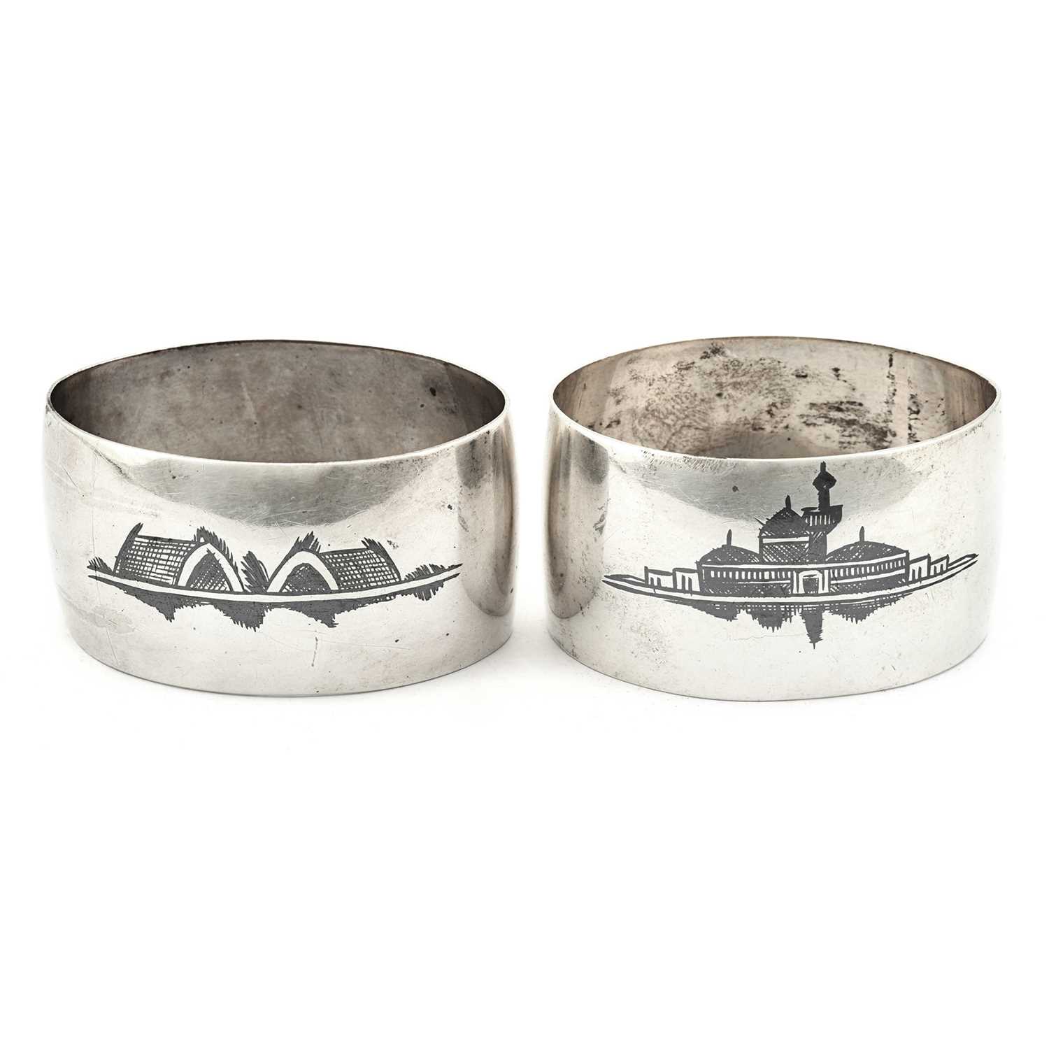 Lot 28 - Iraqi niello silver Pair of napkin ring