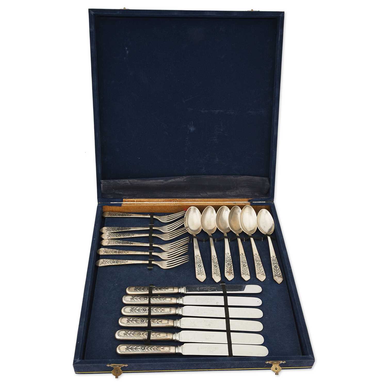 Lot 85 - Mid 20th Century, Iraqi niello silver eighteen pieces cutlery set