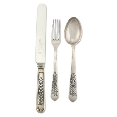 Lot 85 - Mid 20th Century, Iraqi niello silver eighteen pieces cutlery set