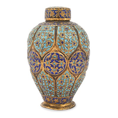 Lot 281 - A 19th century cold painted and gilded copper Urn
