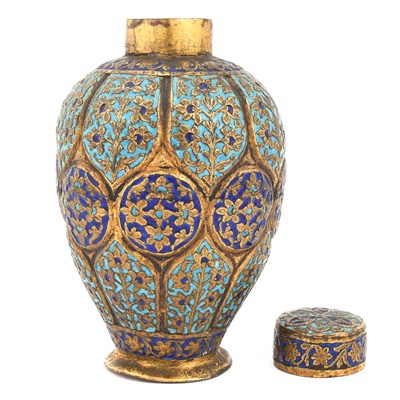 Lot 281 - A 19th century cold painted and gilded copper Urn