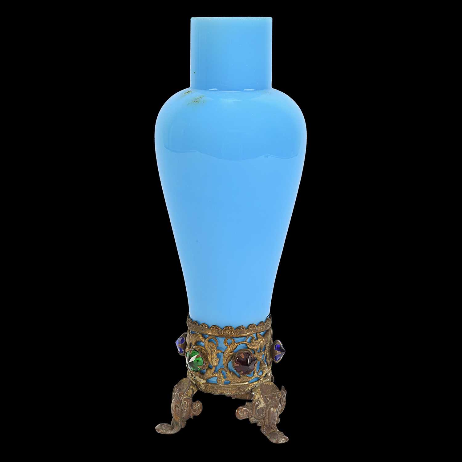 Lot 540 - A late 19th century French opaline blue glass vase