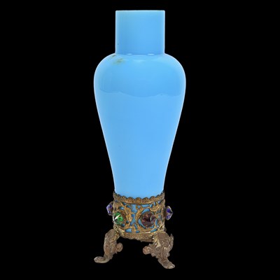 Lot 540 - A late 19th century French opaline blue glass vase