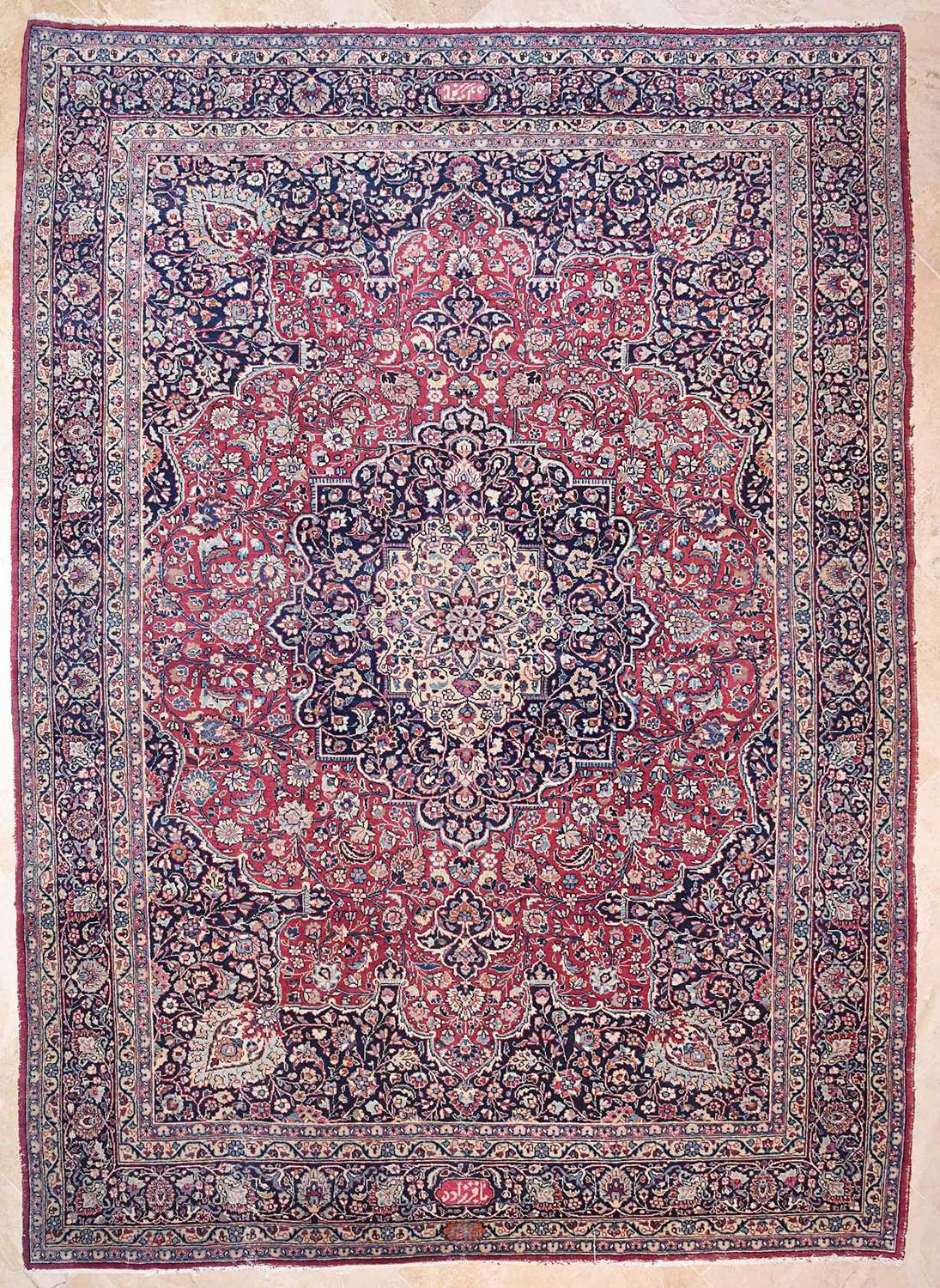 Lot 9 - Mid 20th Century double signed wool Mashad Carpet
