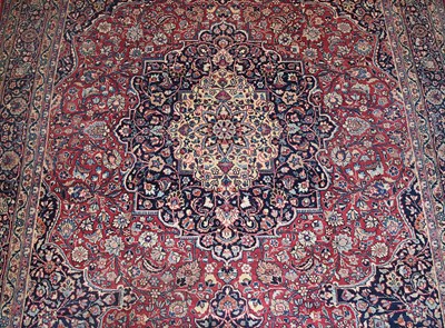 Lot 9 - Mid 20th Century double signed wool Mashad Carpet