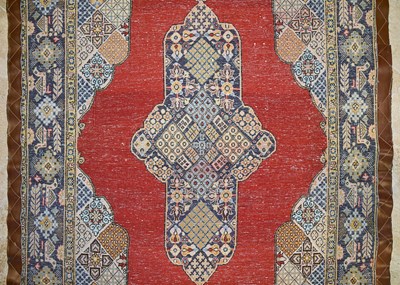 Lot 10 - Wool Qum carpet of geometrical and medallion design