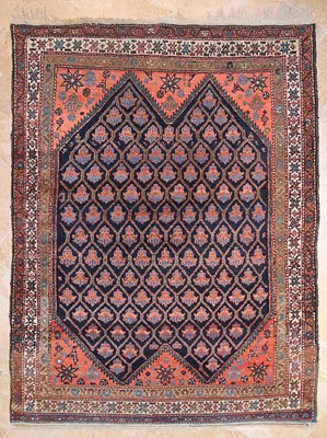 Lot 14 - Hamadan rug, classic repeating pattern on blue base 20th Century