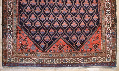 Lot 14 - Hamadan rug, classic repeating pattern on blue base 20th Century