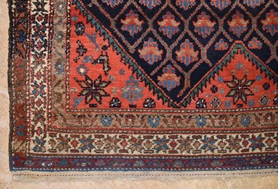 Lot 14 - Hamadan rug, classic repeating pattern on blue base 20th Century