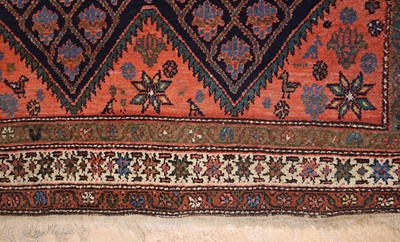 Lot 14 - Hamadan rug, classic repeating pattern on blue base 20th Century