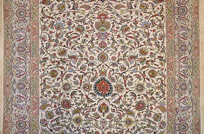 Lot 18 - Silk Isfahan carpet of floral designs