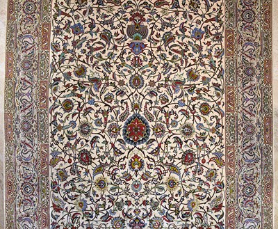 Lot 18 - Silk Isfahan carpet of floral designs