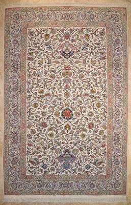 Lot 18 - Silk Isfahan carpet of floral designs