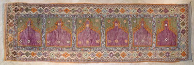 Lot 22 - Early 20th Century Turkish multi prayer design carpet wool on wool with purple, green and beige color