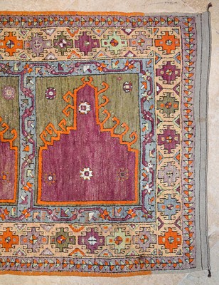 Lot 22 - Early 20th Century Turkish multi prayer design carpet wool on wool with purple, green and beige color