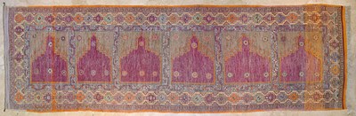 Lot 22 - Early 20th Century Turkish multi prayer design carpet wool on wool with purple, green and beige color