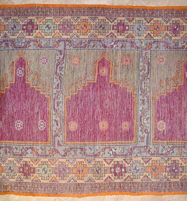 Lot 22 - Early 20th Century Turkish multi prayer design carpet wool on wool with purple, green and beige color