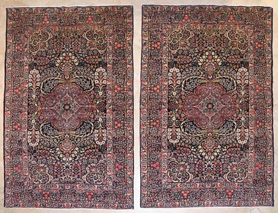 Lot 48 - Early 20th Century wool on cotton pair of Thousand Flowers Kerman carpet