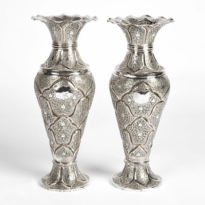 Lot 10 - Kashmiri (India) silver vases.