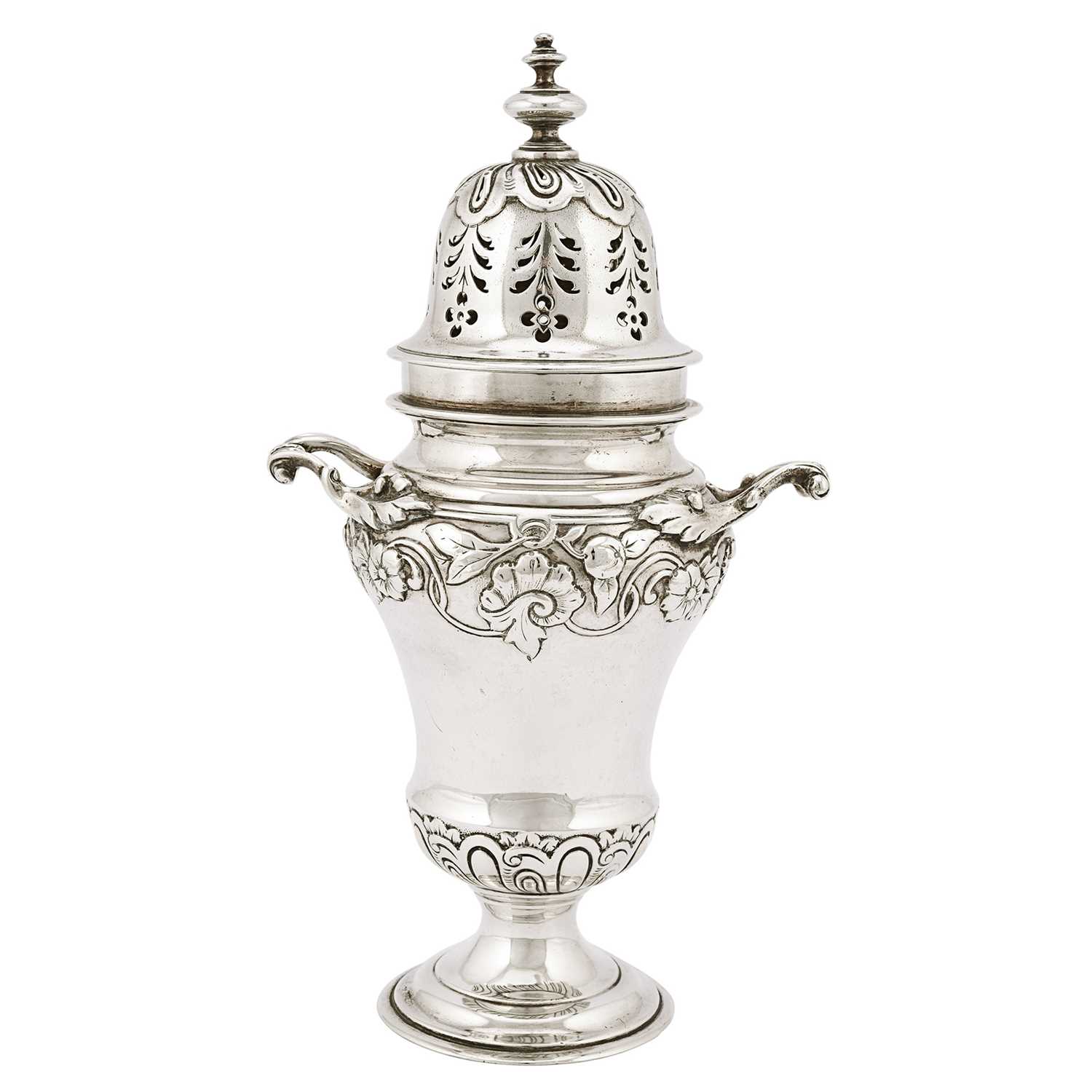 Lot 12 - British sterling silver large salt or pepper shaker.