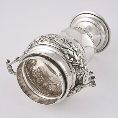 Lot 12 - British sterling silver large salt or pepper shaker.