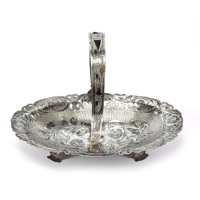 Lot 13 - Tabriz niello silver oval dish with handle.