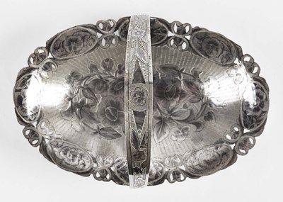 Lot 13 - Tabriz niello silver oval dish with handle.