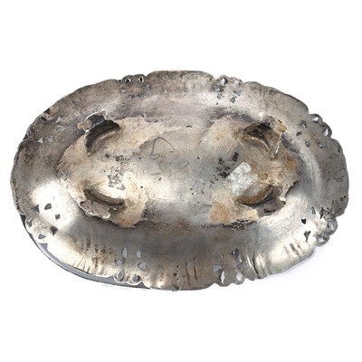Lot 13 - Tabriz niello silver oval dish with handle.
