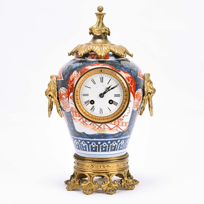 Lot 2 - Late 19th century Imari porcelain and bronze clock