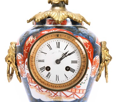 Lot 2 - Late 19th century Imari porcelain and bronze clock