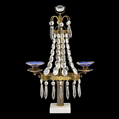 Lot 18 - Pair of two arm crystal girandoles