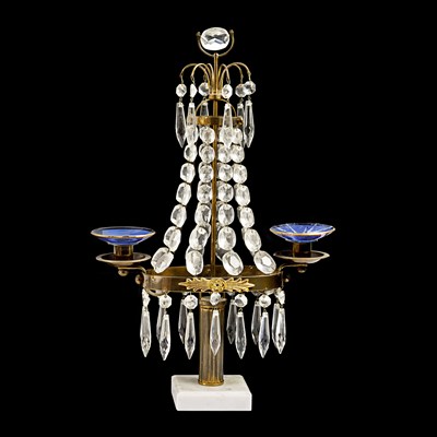 Lot 18 - Pair of two arm crystal girandoles