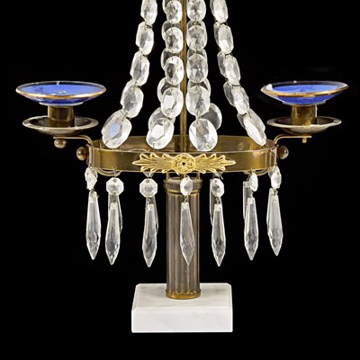 Lot 18 - Pair of two arm crystal girandoles