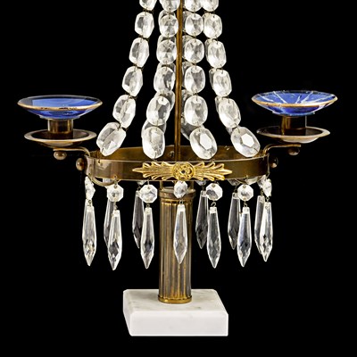Lot 18 - Pair of two arm crystal girandoles
