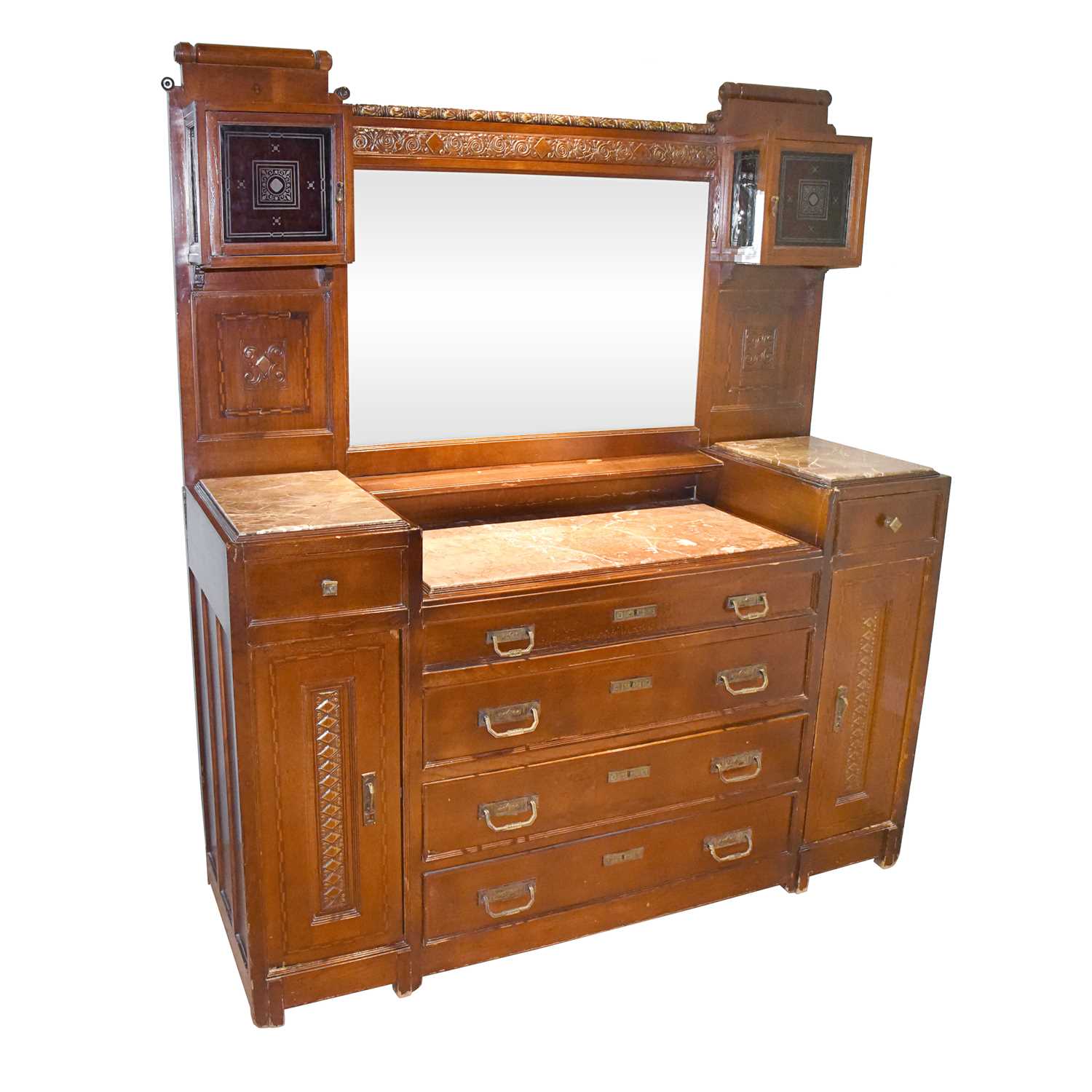 Lot 85 - Late 19th Century Arts and Crafts mirrored credenza