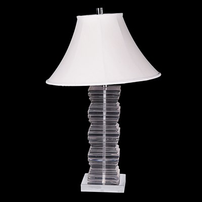 Lot 44 - A 1970s pair of large lucite and chrome table lamps.