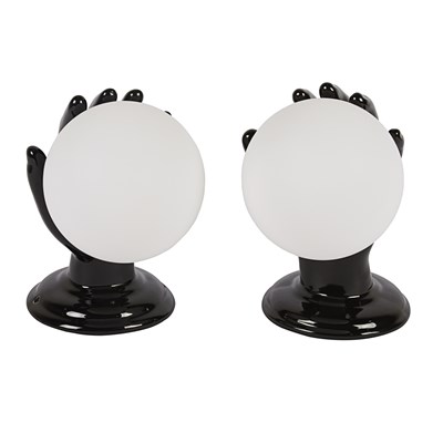 Lot 66 - A 1970s decorative ceramic table lamps, set of two.