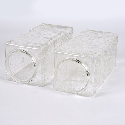 Lot 67 - A 1970s pair of "Metric" table lamps with Murano glass, by Gaetano Sciolari.