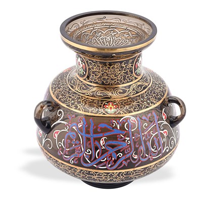 Lot 56 - 19th century Mamluk style enameled glass Mosque lamp