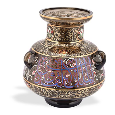 Lot 56 - 19th century Mamluk style enameled glass Mosque lamp