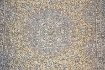 Lot 14 - Signed silk Qum carpet of saffron colors