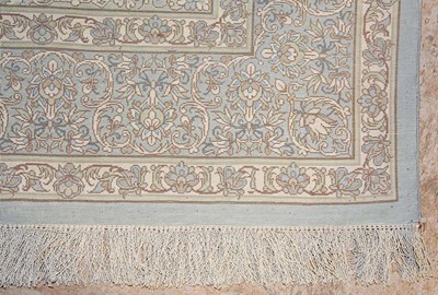 Lot 14 - Signed silk Qum carpet of saffron colors