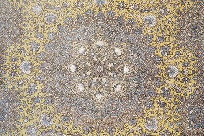 Lot 14 - Signed silk Qum carpet of saffron colors