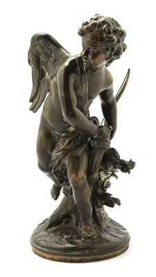 Lot 38 - French gilt and patinated bronze and marble figural mantel clock